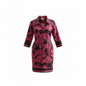 MICHAEL Michael Kors Pink and Black Floral Shirt Dress